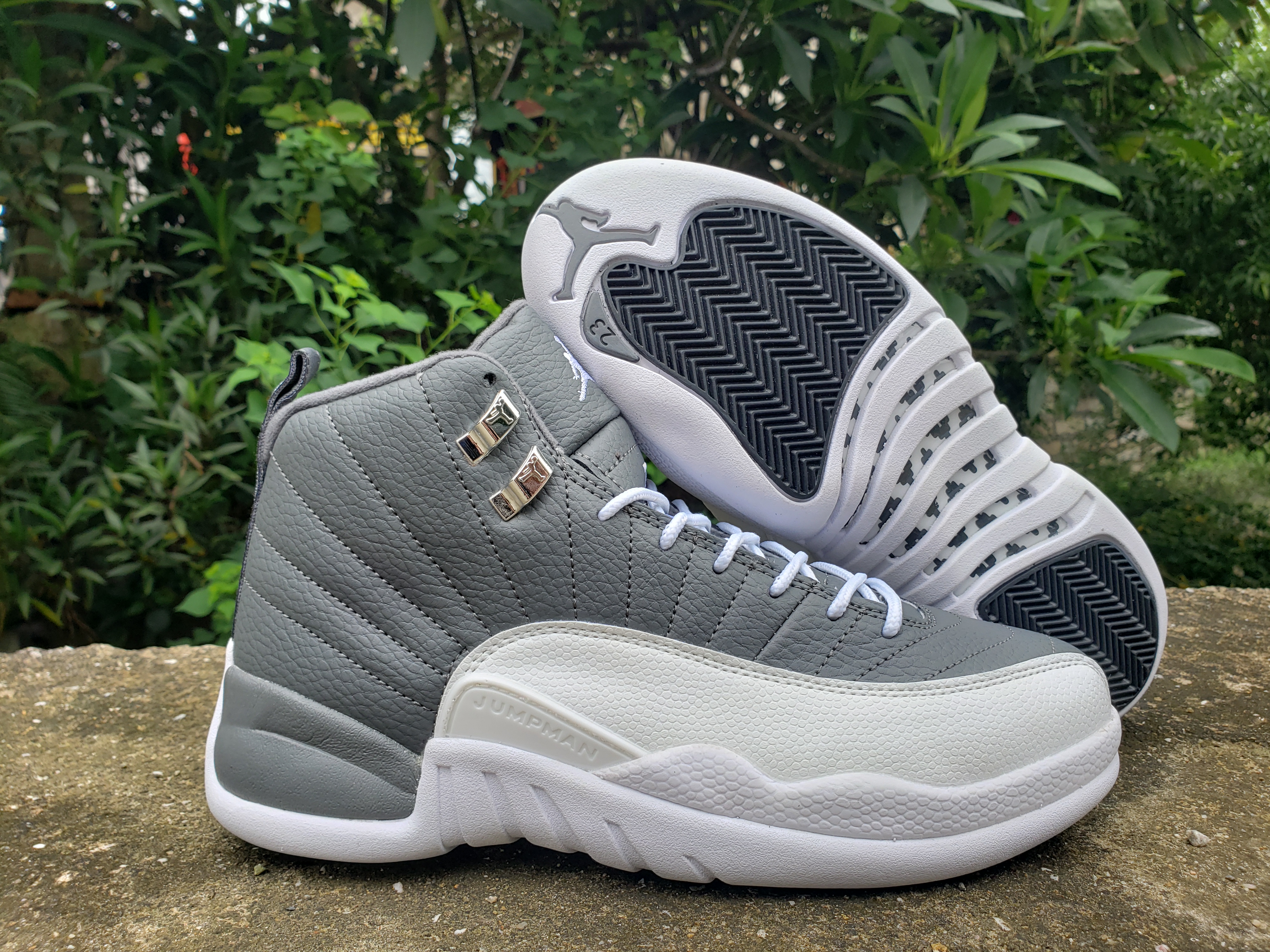 New 2022 Air Jordan 12 Grey White Shoes - Click Image to Close